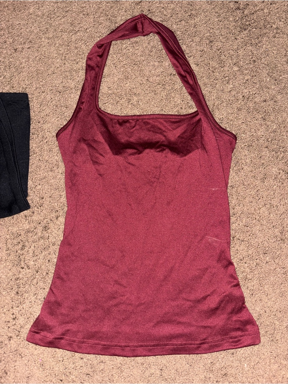 SHEIN Burgundy Halter Neck Tank Top